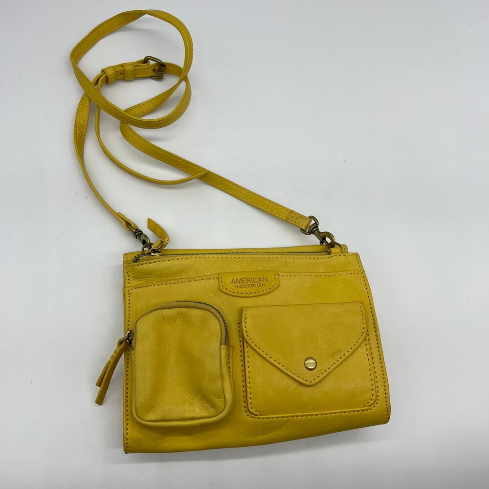 American Leather Co. Linden Leather Organizer Crossbody Bags Lemon Curry